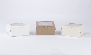 Caja de cartn 10x10x5cm con Ventana de acetato CRUDO (B2-P1-E7-A3-B)