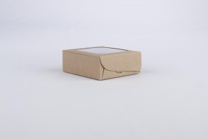 Caja de cartn 8x8x3cm con Ventana de acetato KRAFT (B2-P1-E6-A4-A)