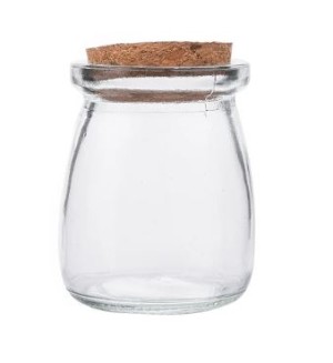 0005 ENVASE DE VIDRIO PUDIN 100ML CON CORCHO - MEDIDAS INTERNAS 5,5X4X4CM  (B2-P4-E4-A6-B)