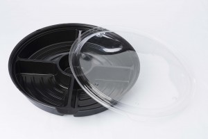 Plato redondo 4 divisiones negro con tapa cristal (B2-P4-E6-A2-C)