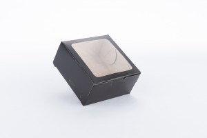 Caja de cartn 10x10x5cm con Ventana de acetato NEGRO (B2-P1-E7-A3-E)